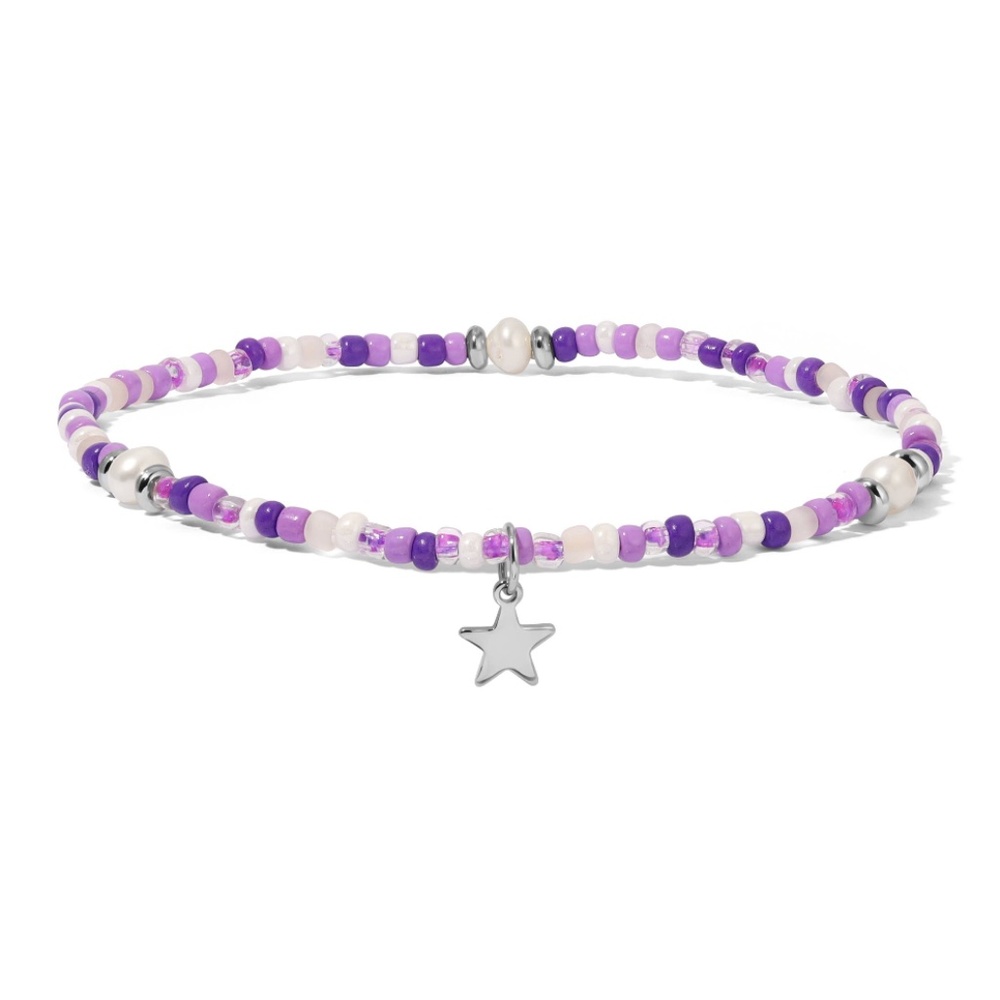 Ankle Bracelet - Orchid Seed Bead and Pearls